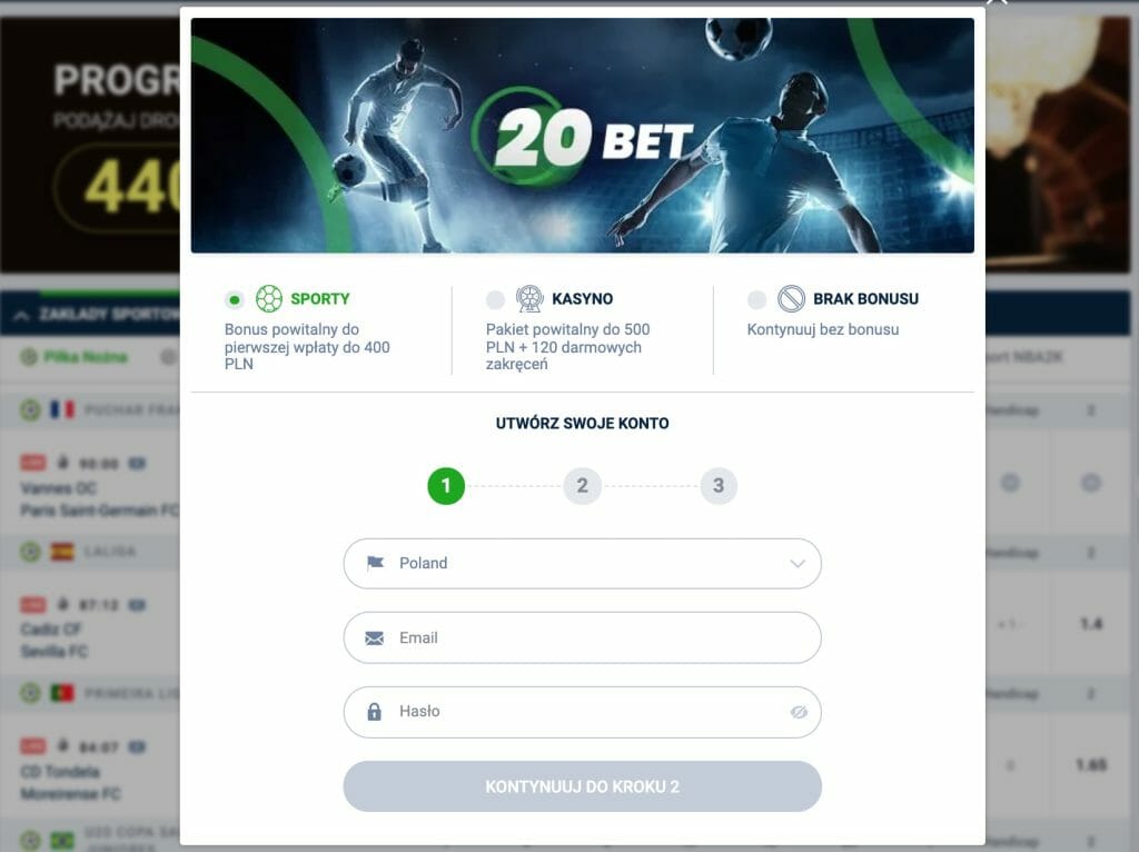 20Bet Rejestracja