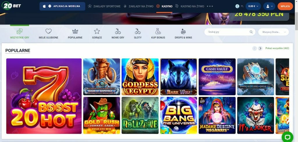 20Bet kasyno online płatność blik